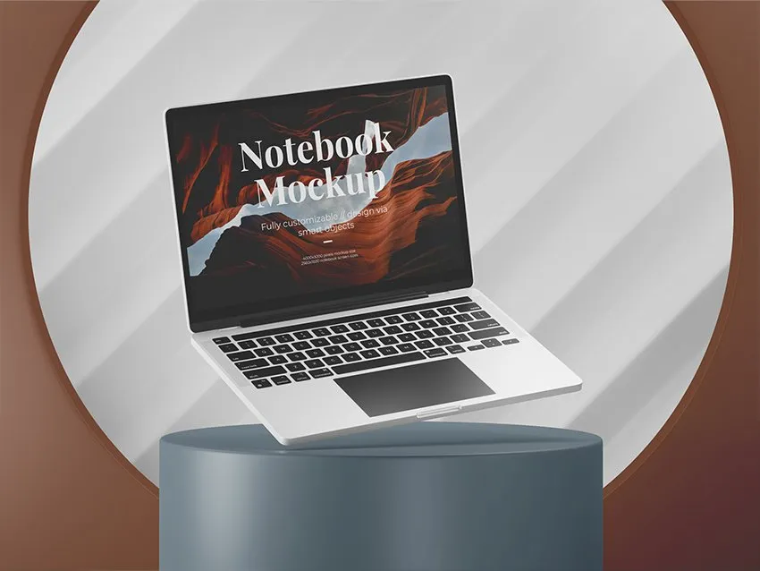 floating laptop mockup
