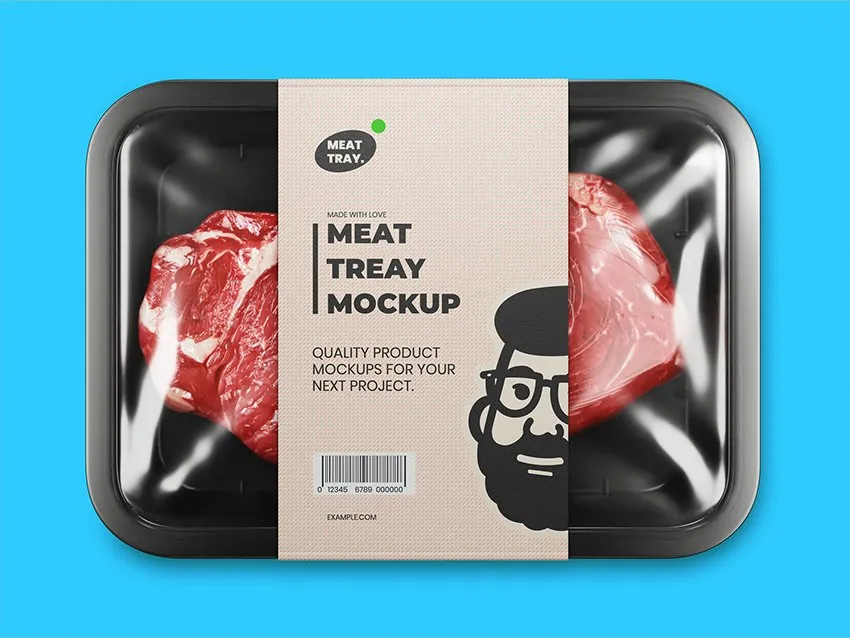 Plastic meat tray mockup