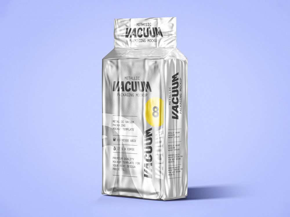 Silver Coffee Vacuum Bag Mockup
